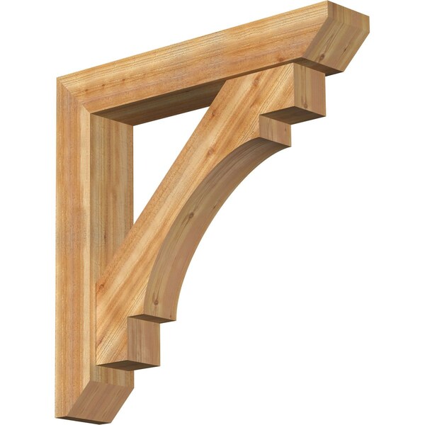 Ekena Millwork Merced Slat Rough Sawn Bracket w/ Offset Brace, Western Red Cedar, 8"W x 44"D x 44"H BKT0806X44X44MRC06RWR - main